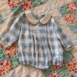 Children's Blue and White Gingham One-Piece with Peter Pan Collar